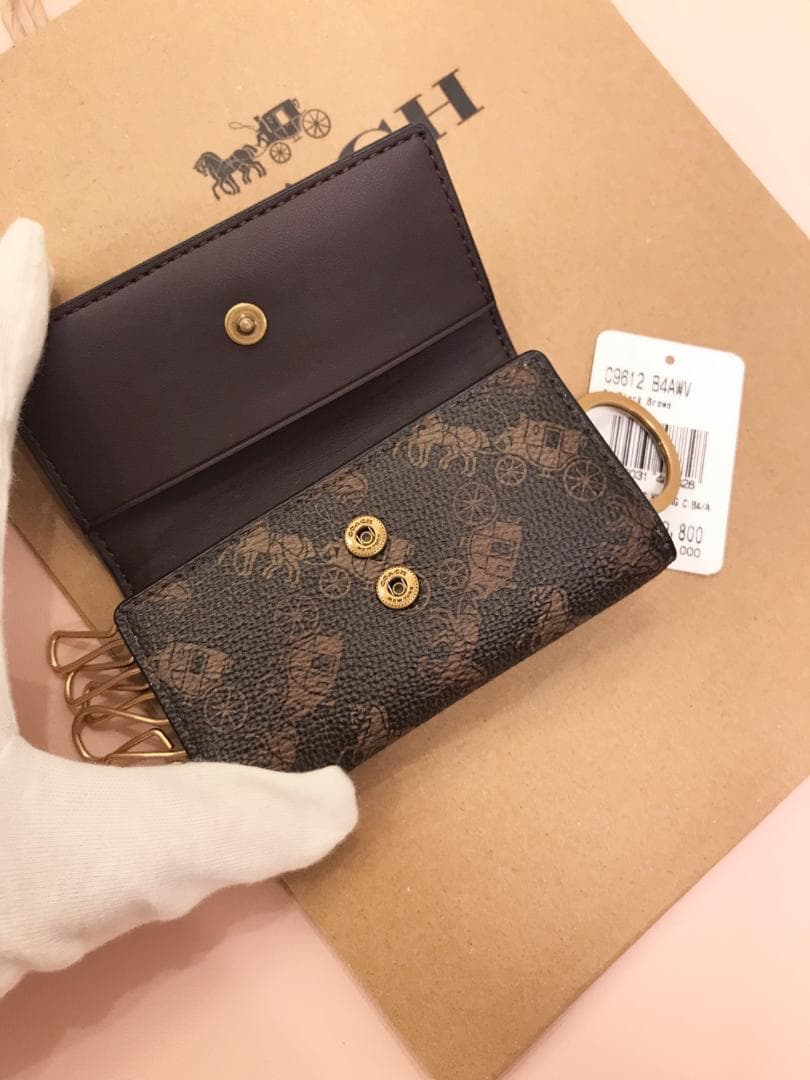 m 新品 coach 6 リング キー ケース ホース アンド キャリッジ