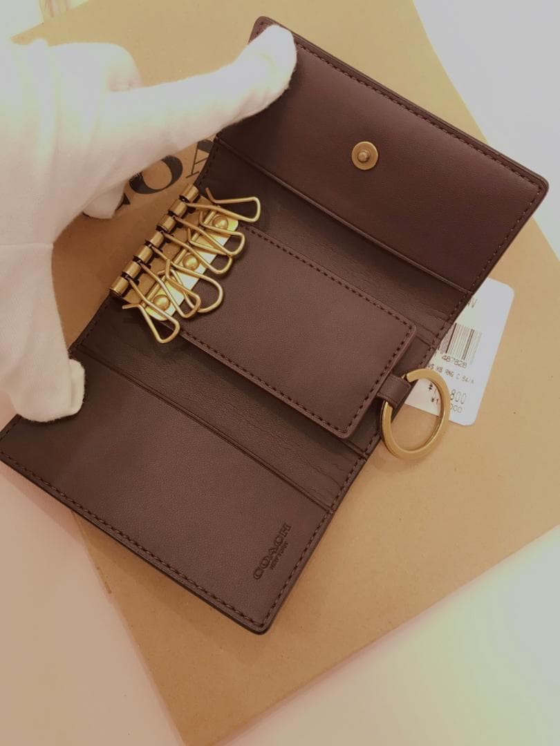 m 新品 coach 6 リング キー ケース ホース アンド キャリッジ