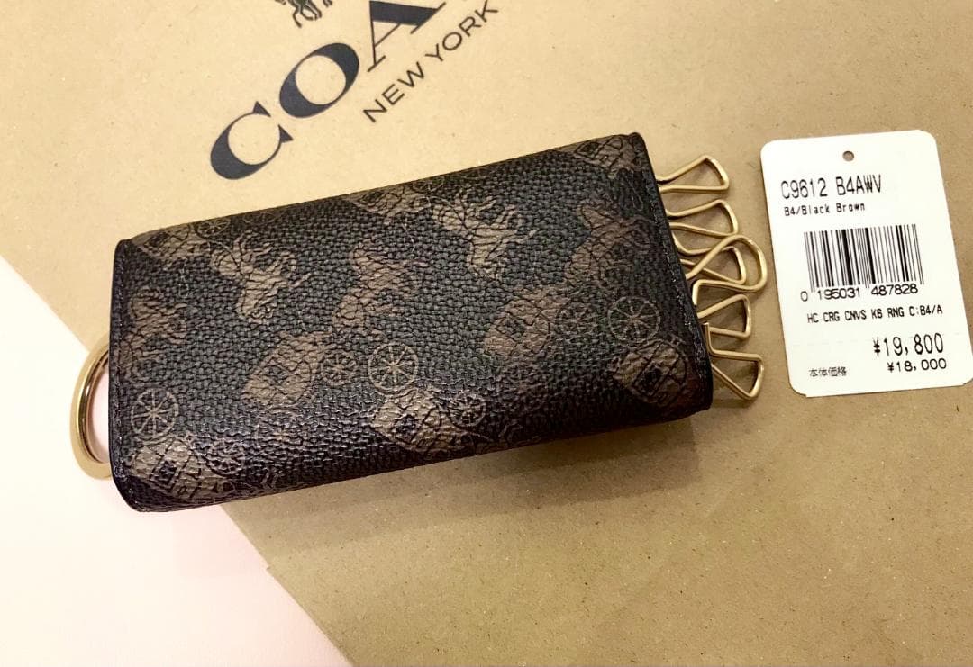 m 新品 coach 6 リング キー ケース ホース アンド キャリッジ