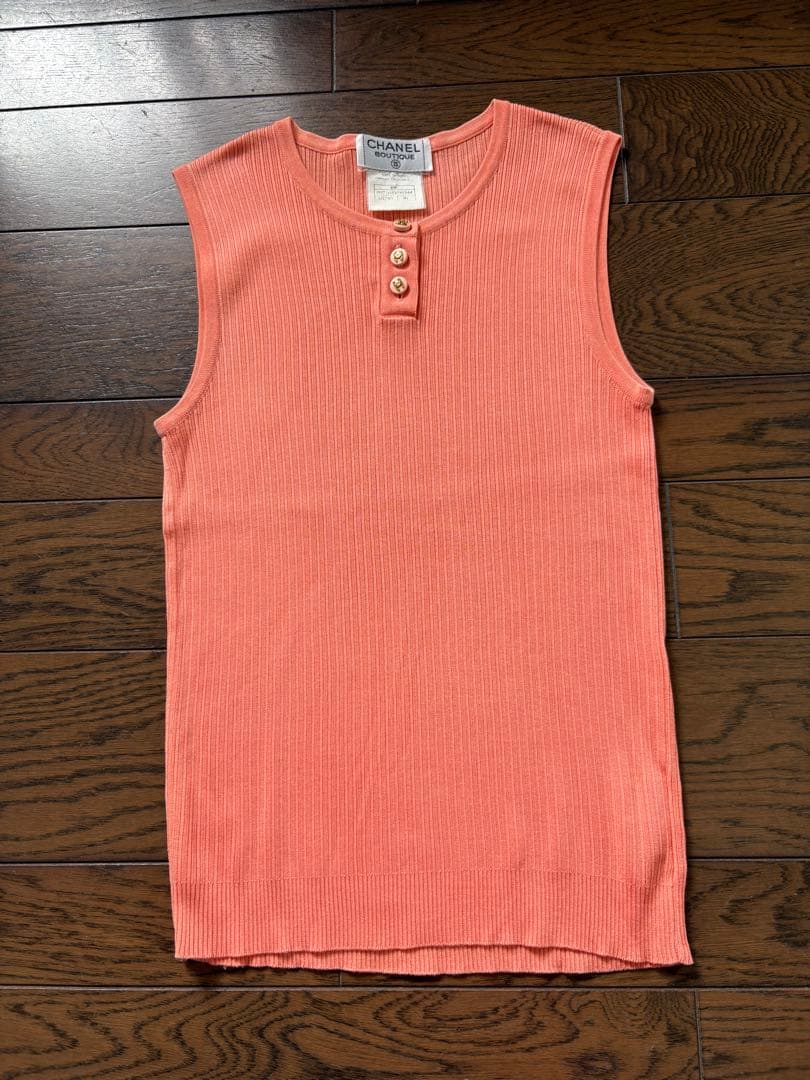 CHANEL オレンジ リブタンクトップ 36