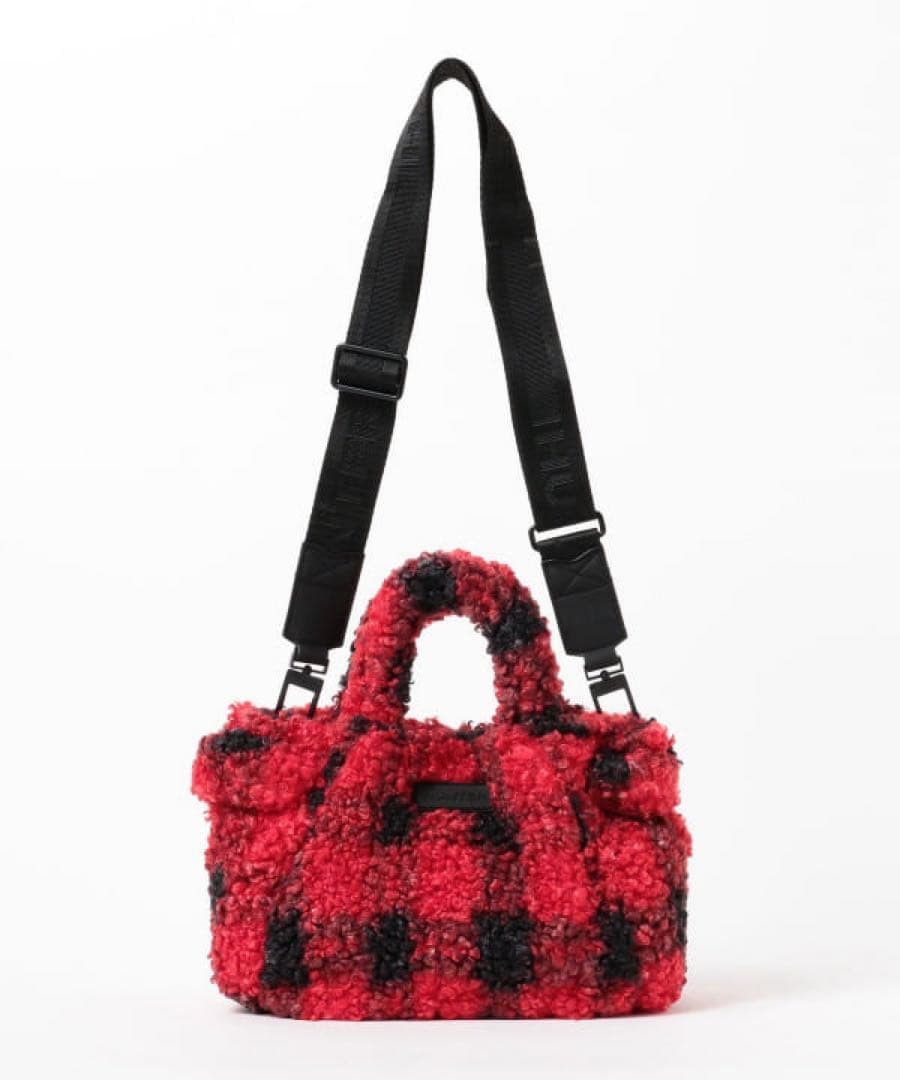 HUNTER ボアショルダーバッグ 赤黒チェック