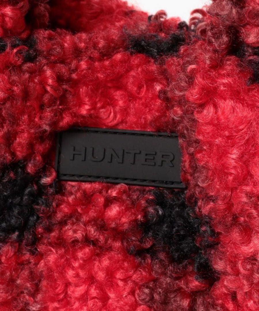 HUNTER ボアショルダーバッグ 赤黒チェック