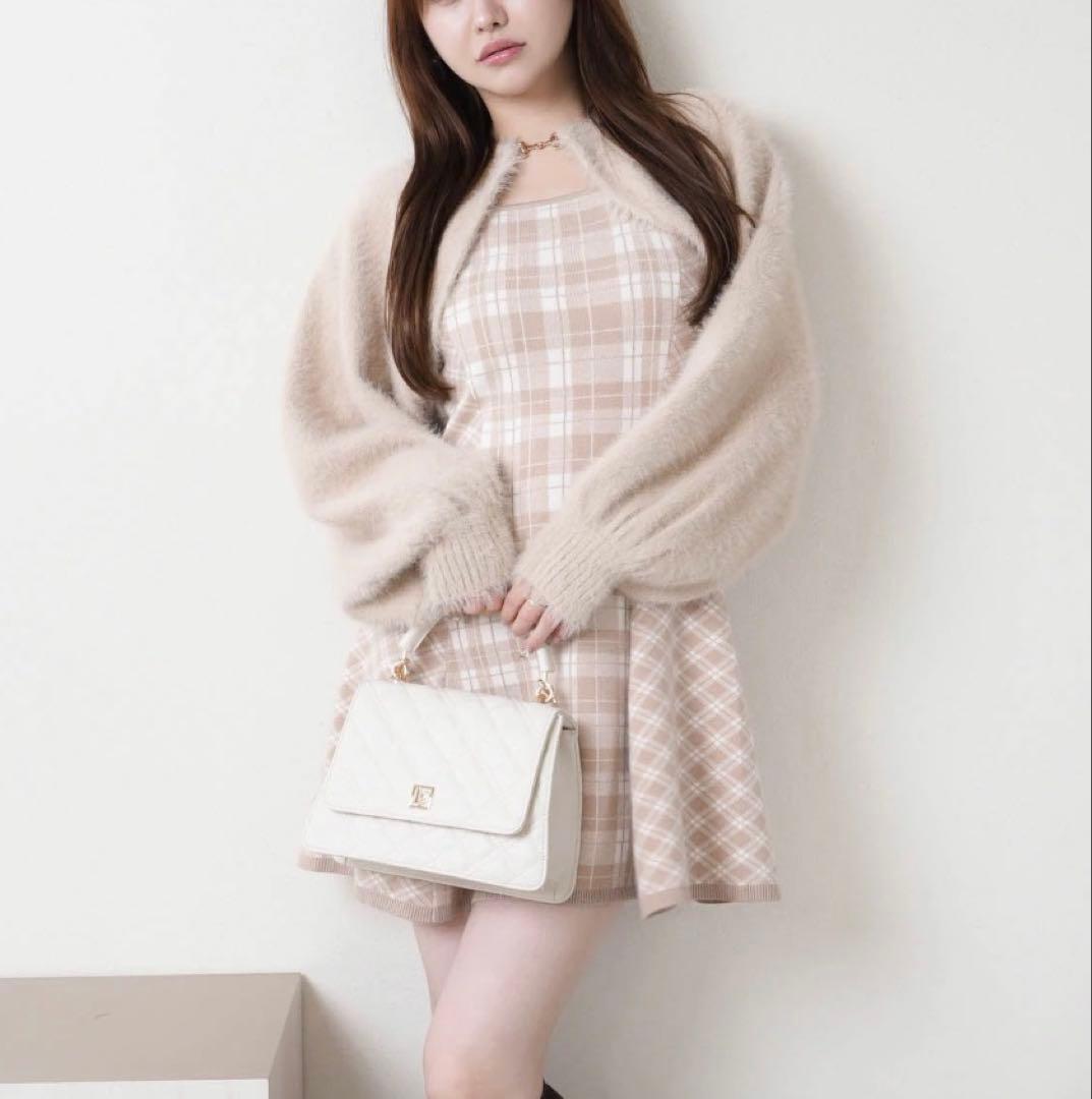 30新品リップサービス定価13090円フェザーチェックアンサンブルワンピースM