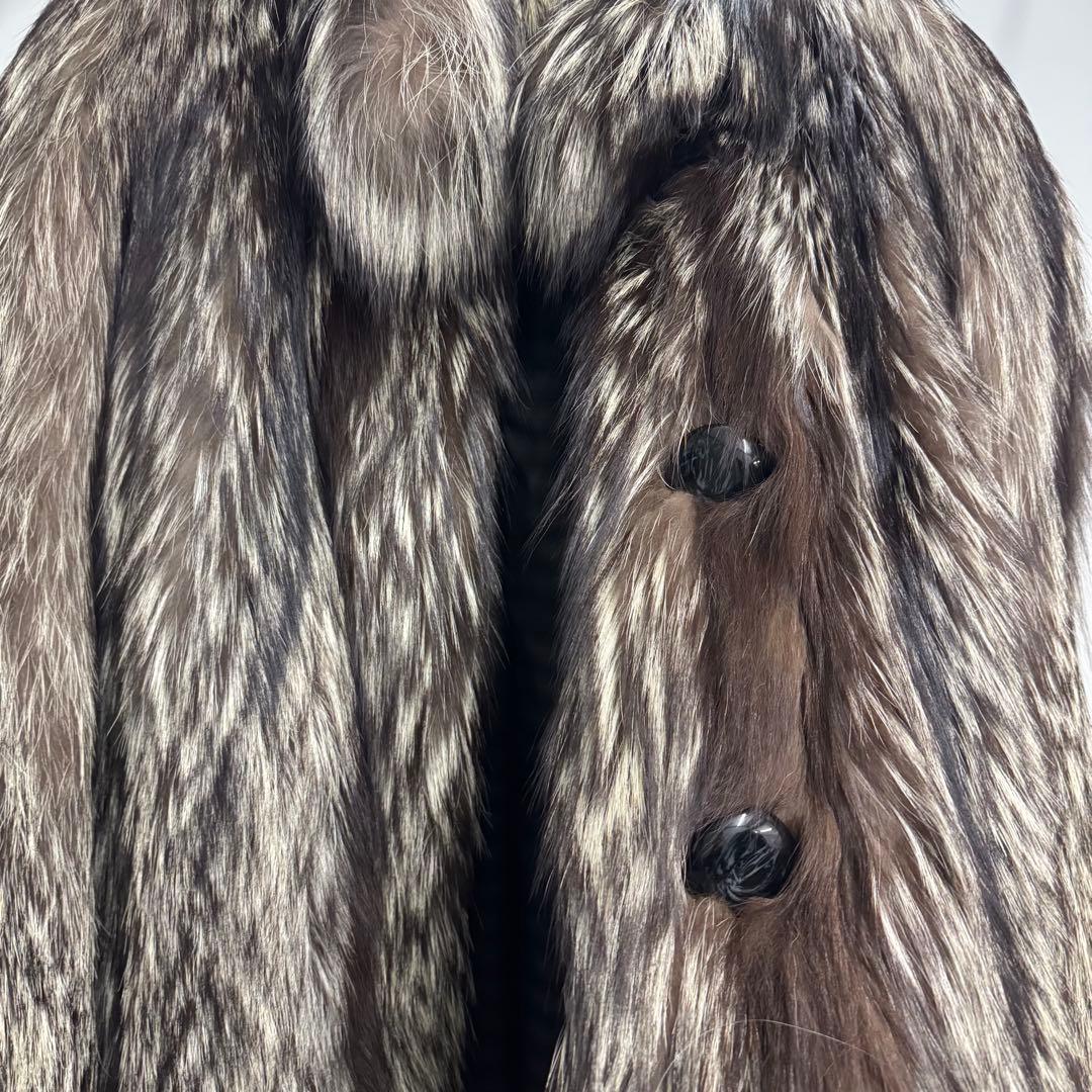 超高級 リアルファー シルバーフォックス ロングコート ファーコート 毛皮