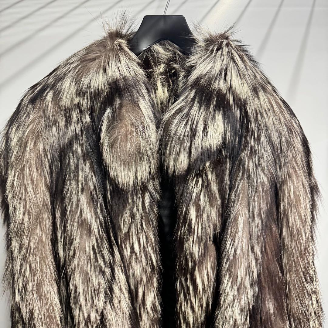 超高級 リアルファー シルバーフォックス ロングコート ファーコート 毛皮