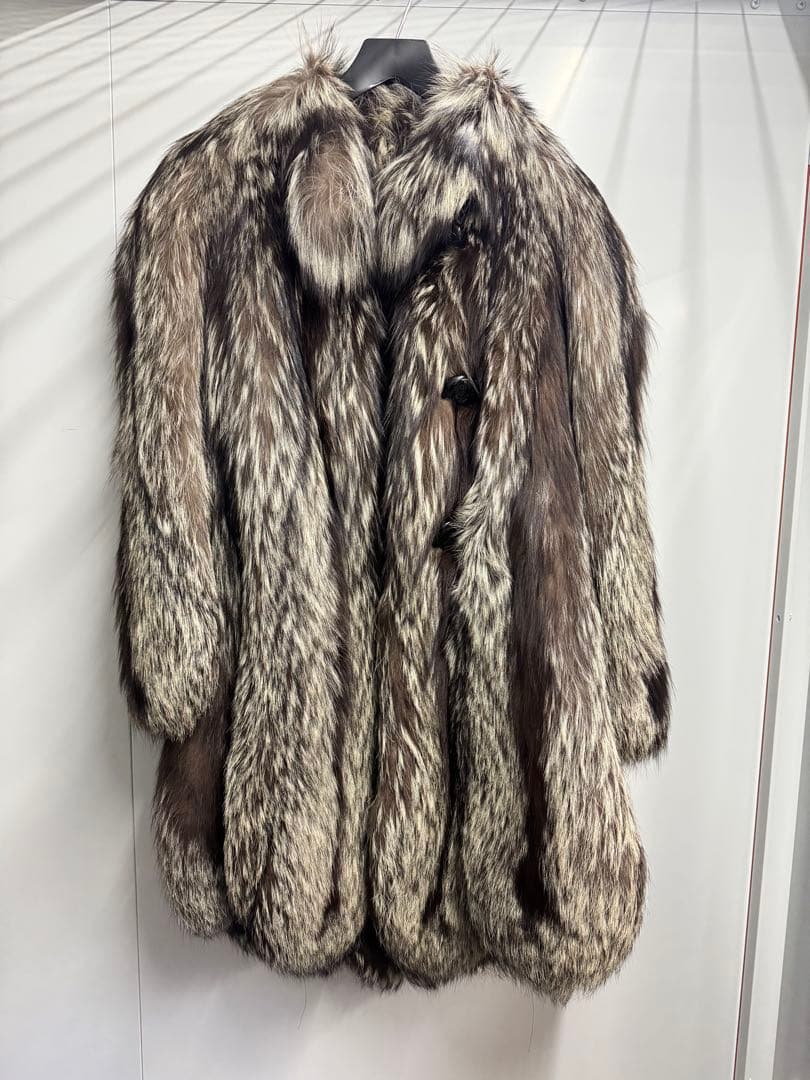 超高級 リアルファー シルバーフォックス ロングコート ファーコート 毛皮
