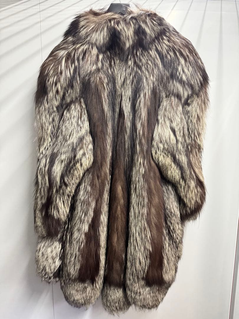 超高級 リアルファー シルバーフォックス ロングコート ファーコート 毛皮