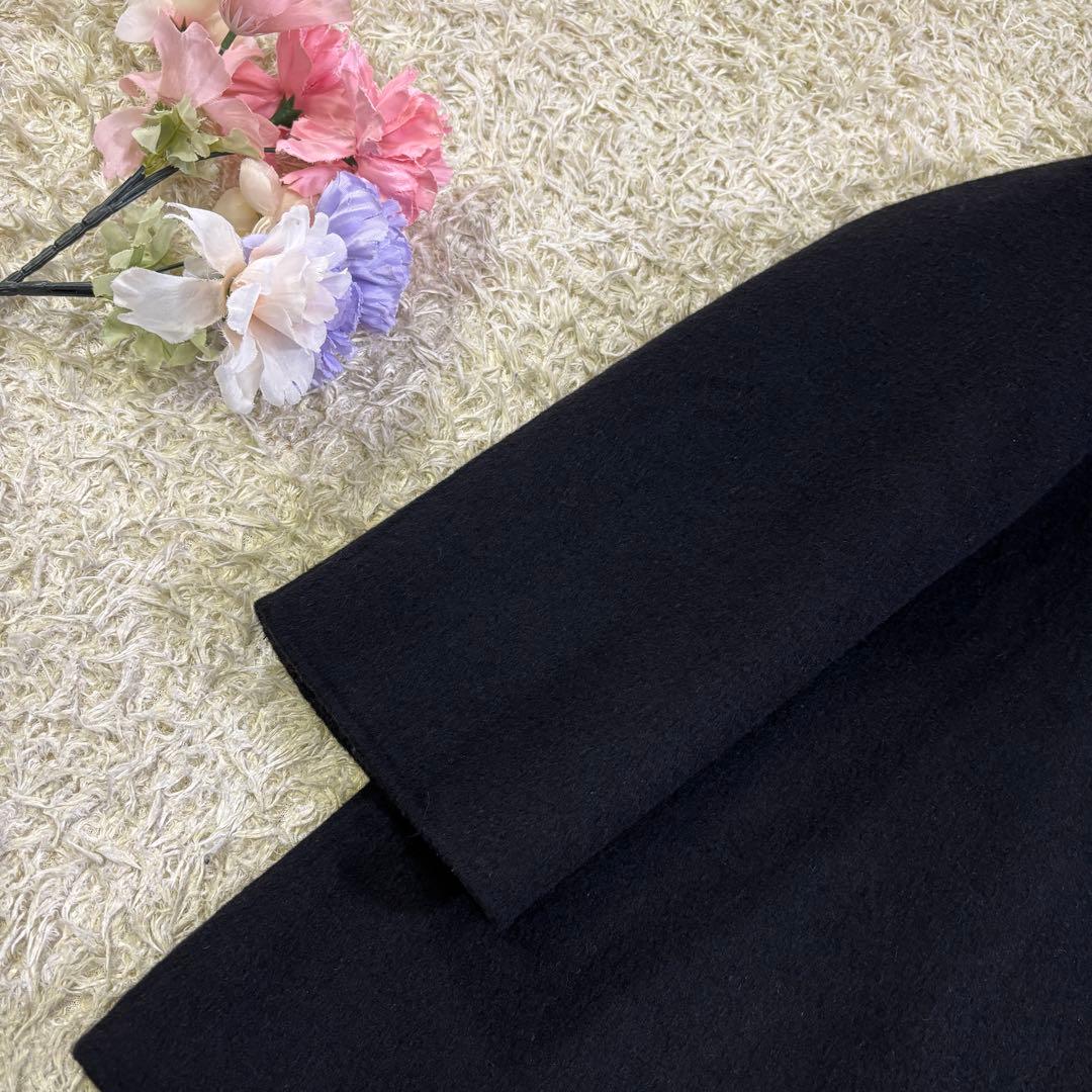 23区　大きいサイズ　フーディッド　アンゴラ　リバーコート　46 ブラック