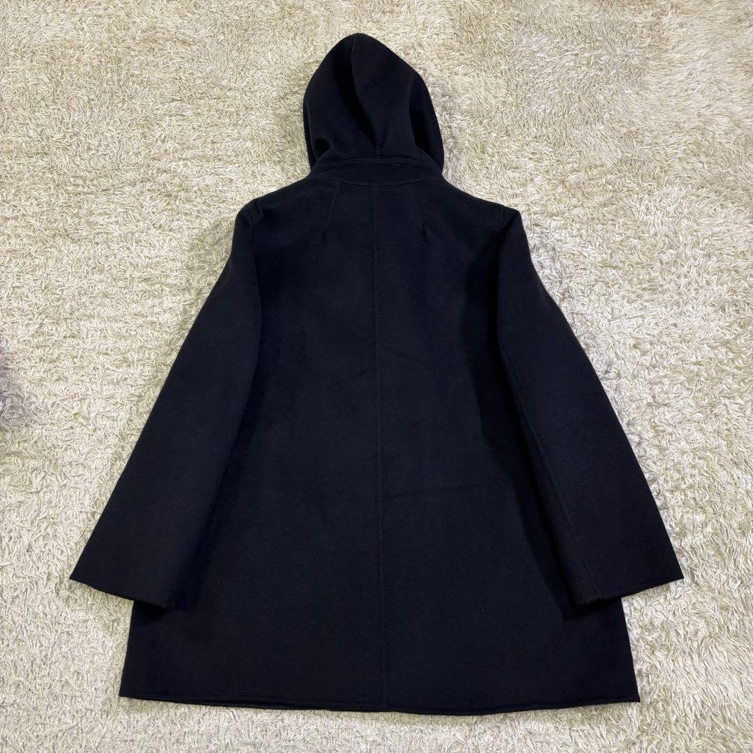 23区　大きいサイズ　フーディッド　アンゴラ　リバーコート　46 ブラック