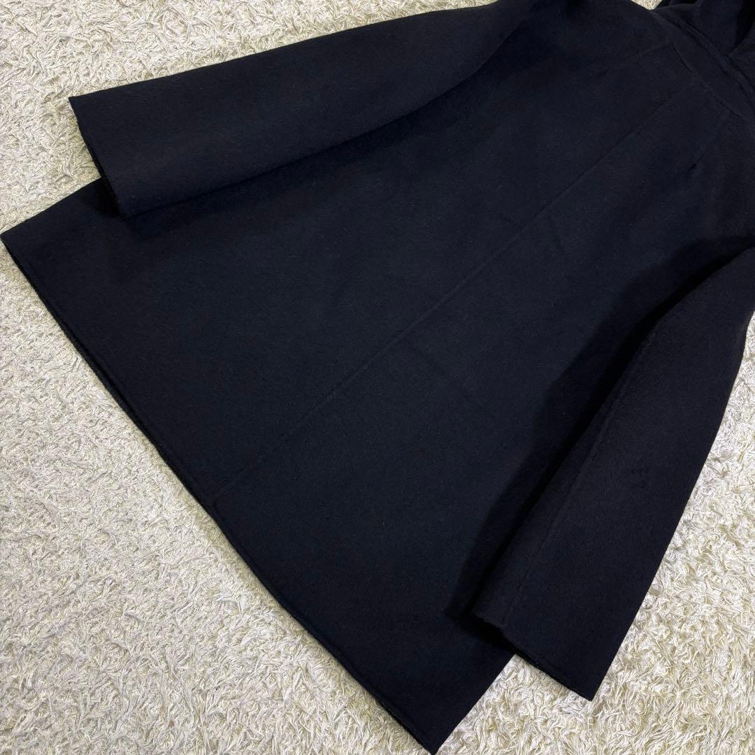 23区　大きいサイズ　フーディッド　アンゴラ　リバーコート　46 ブラック