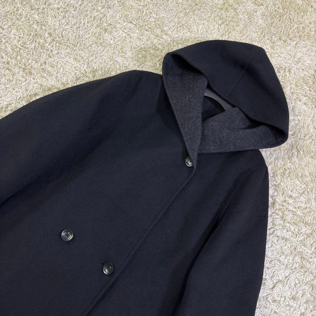 23区　大きいサイズ　フーディッド　アンゴラ　リバーコート　46 ブラック