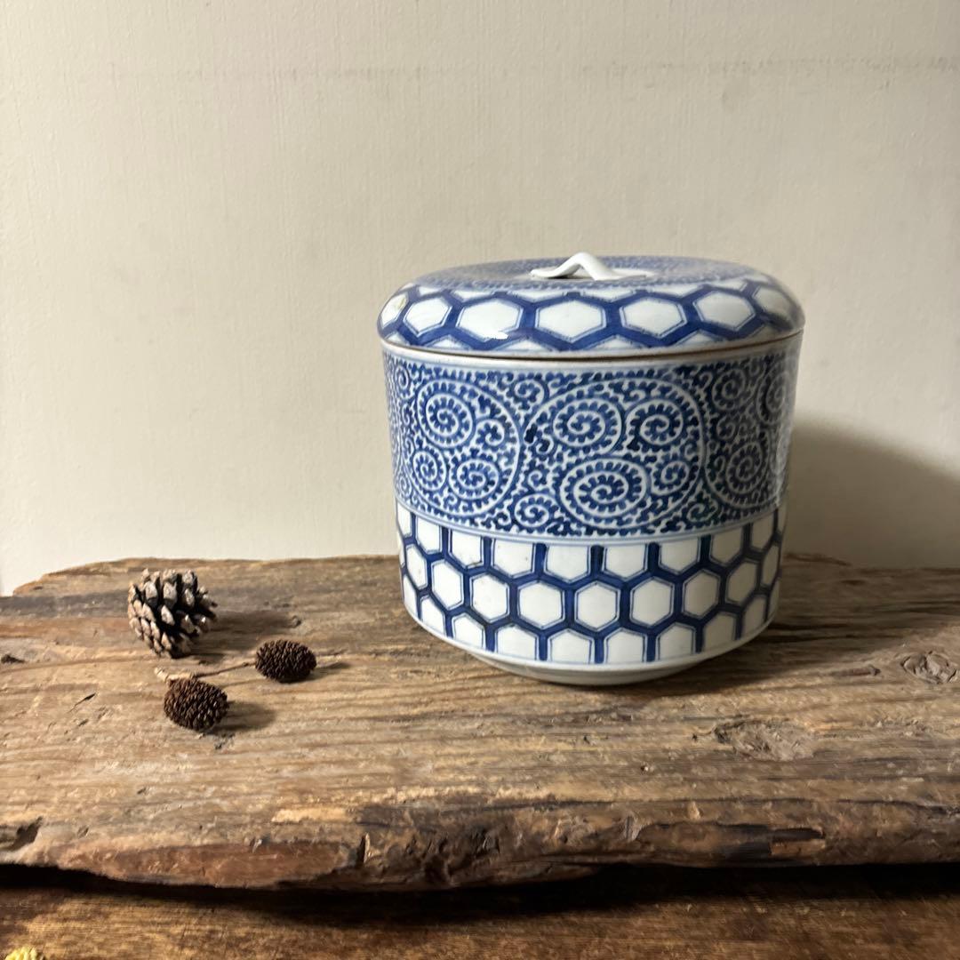 古伊万里たこ唐草蓋物　アンティーク 古道具　骨董　蕎麦猪口　検:李朝.白洲正子