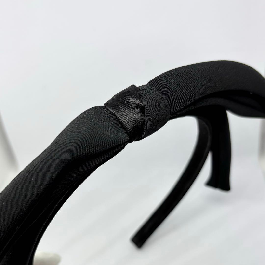 【良品】【アレクサンドルドゥパリ】カチューシャ リボン サテン ブラック 黒