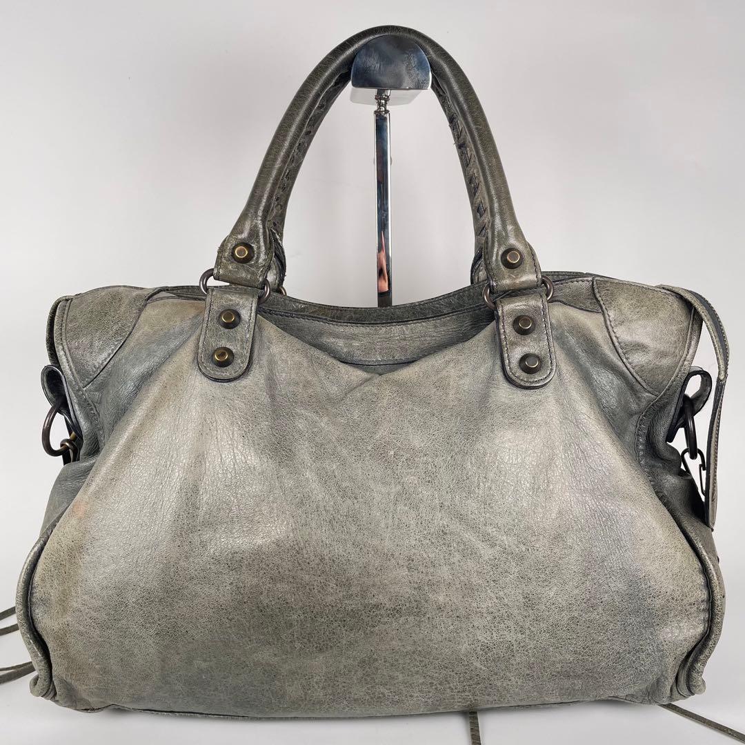 バレンシアガ　ハンドバッグ　ショルダーバッグ　2way レザー　グリーン