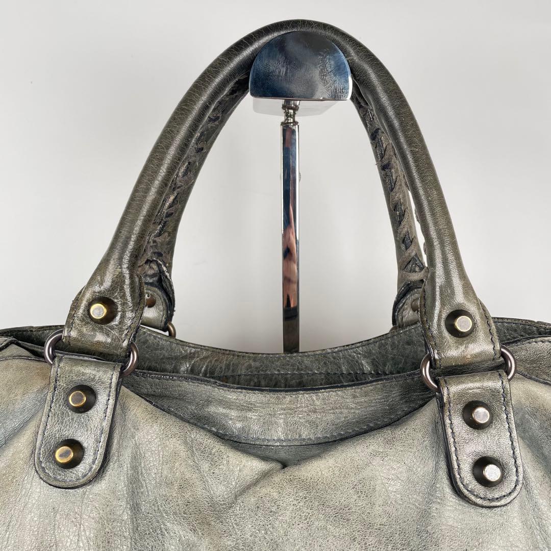 バレンシアガ　ハンドバッグ　ショルダーバッグ　2way レザー　グリーン