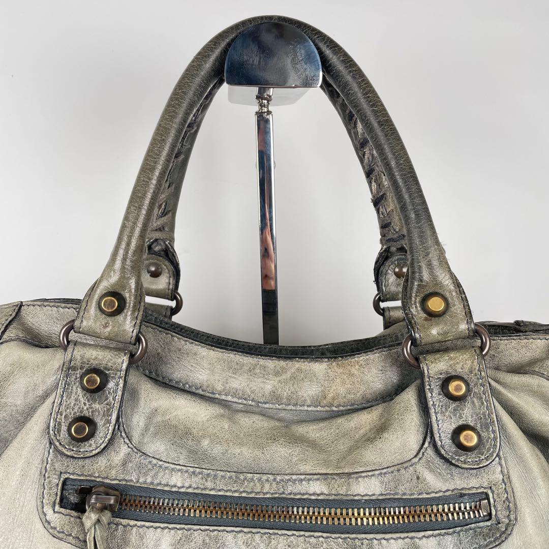 バレンシアガ　ハンドバッグ　ショルダーバッグ　2way レザー　グリーン