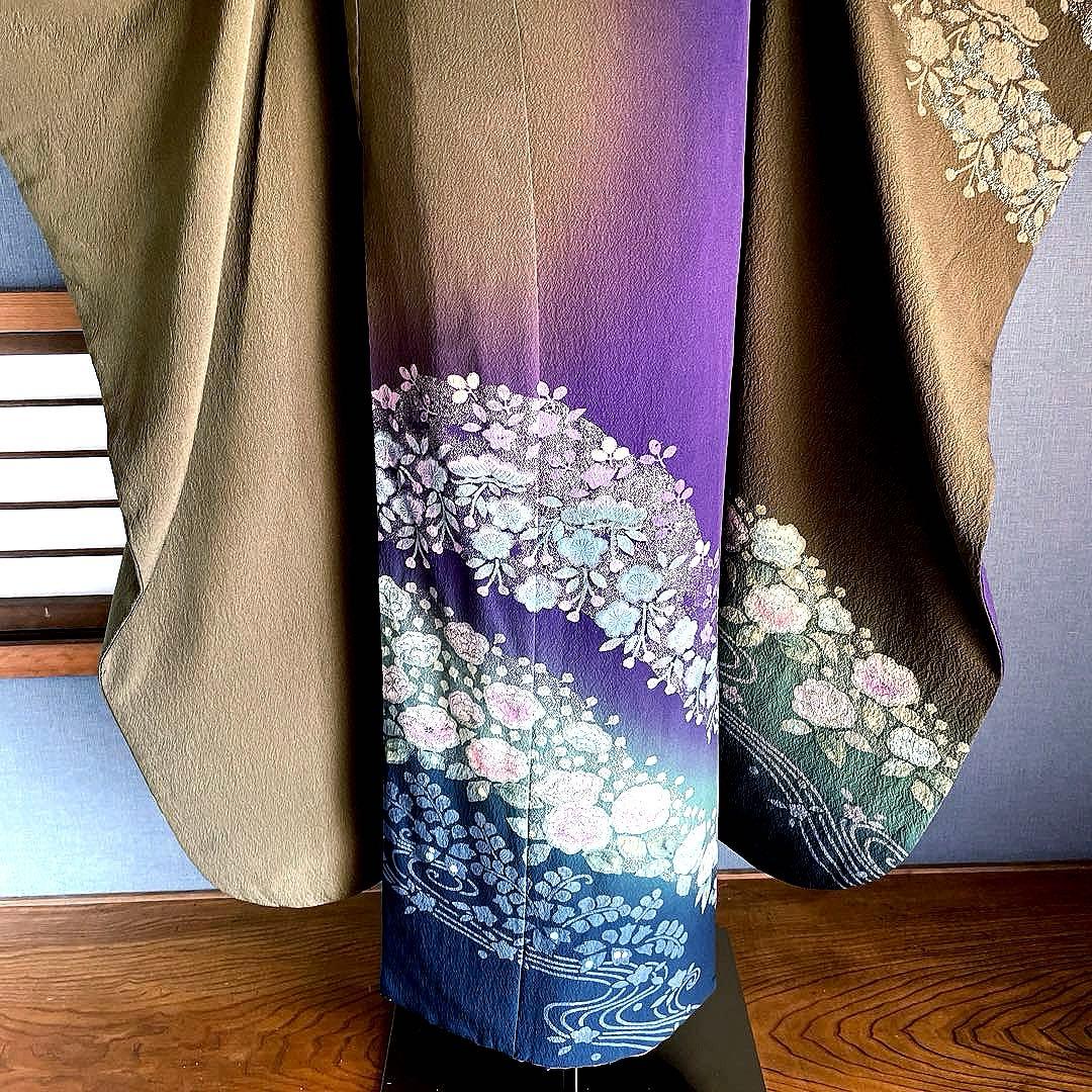 振袖フルセット　辻ヶ花　手描き友禅　ぼかし染め　成人式振袖　振袖　裄丈70