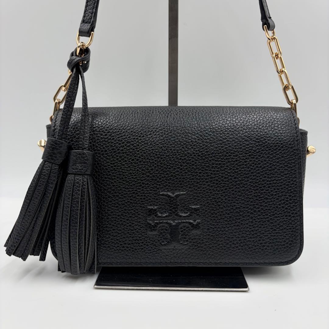 極美品 TORY BURCH ショルダーバッグ エンボスロゴ 自立可 黒 922