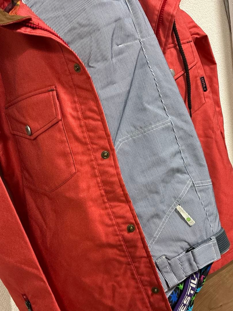 SISTA ESTIVO フード付きレッドスノーボードウェア上下