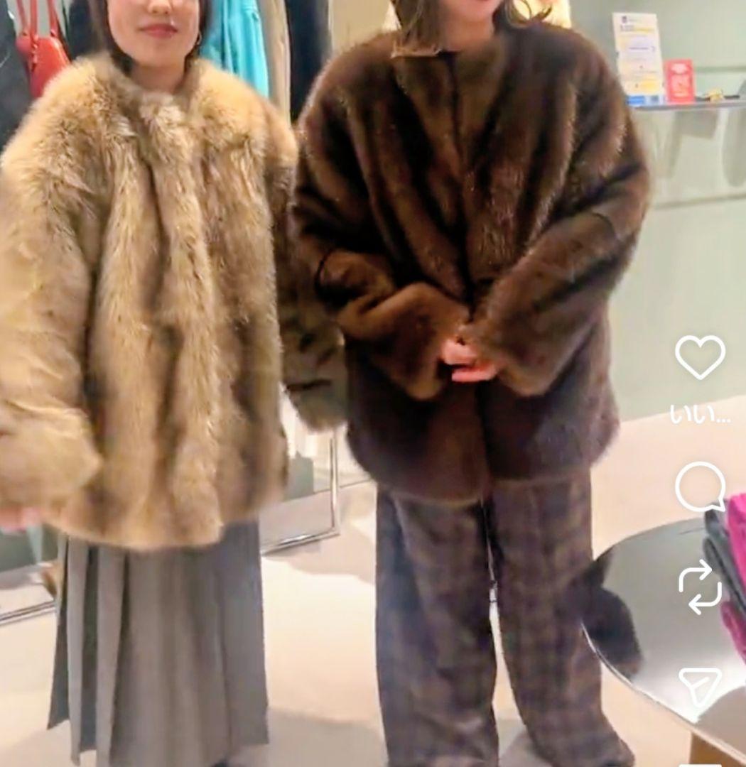 Mila Owen ミラオーウェン　ブラウン ファーコート