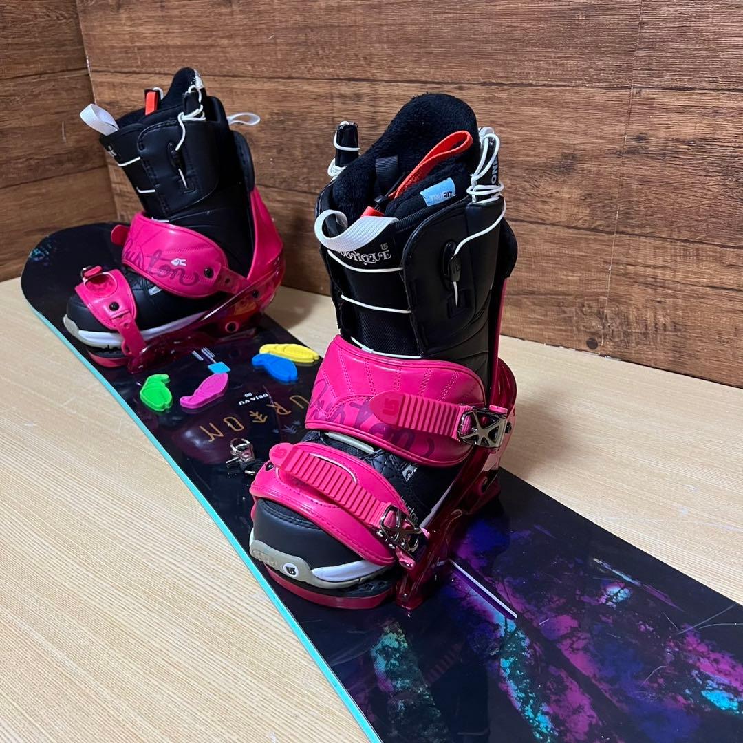 美品　BURTON フライングＶ　レディース　スノーボード5点セット　ブーツ無し