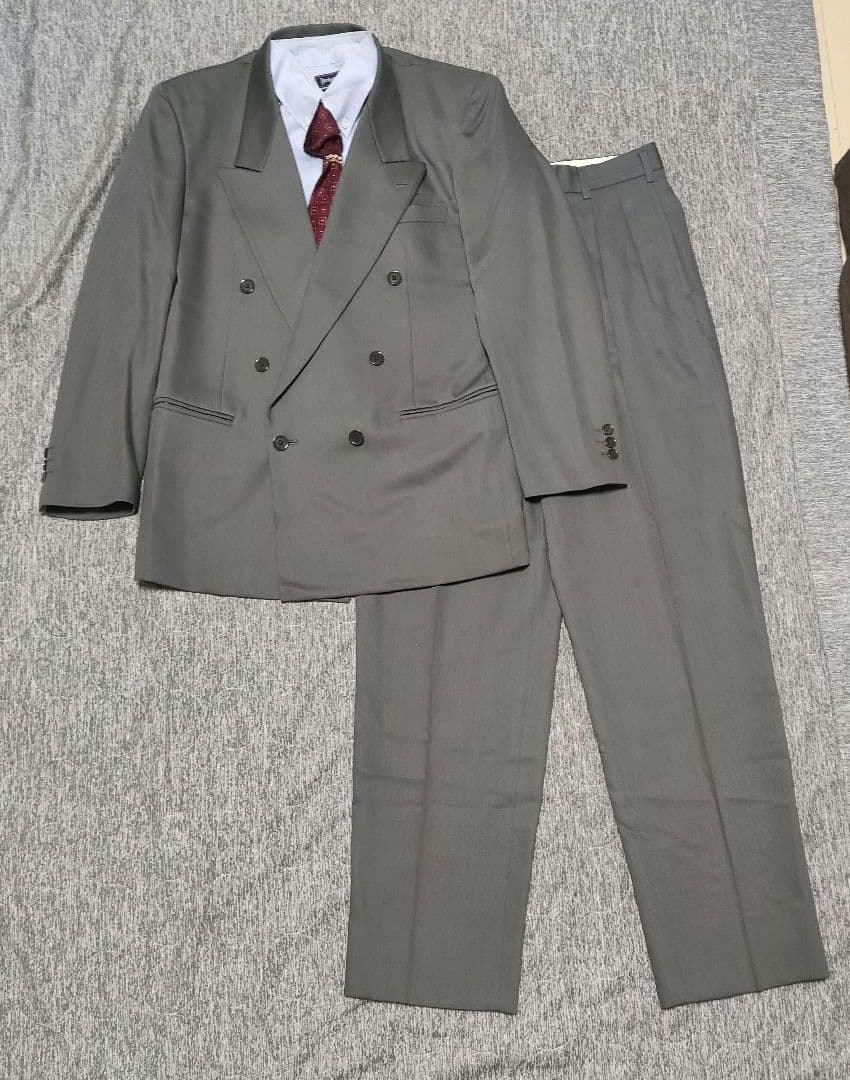 vintage スーツ ダブル セットアップ 5点セット ボックスシルエット