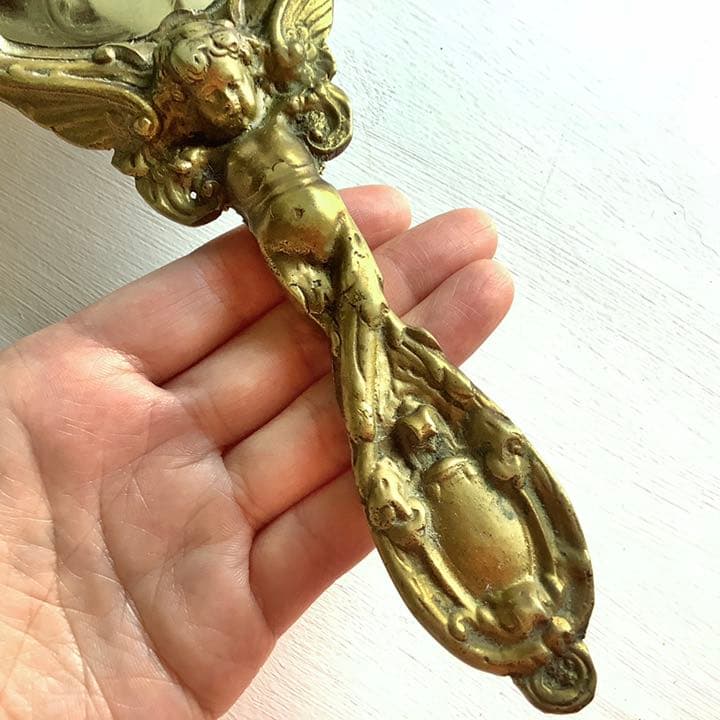 フランス アンティーク■天使 エンジェル 手鏡 ミラー 骨董品 ディスプレイ