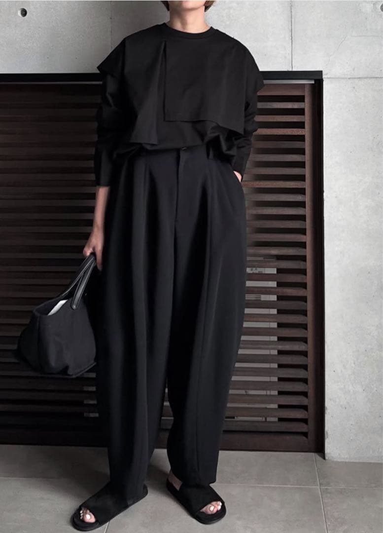 ローヘンlohen layered shirt T-shirt BLACK