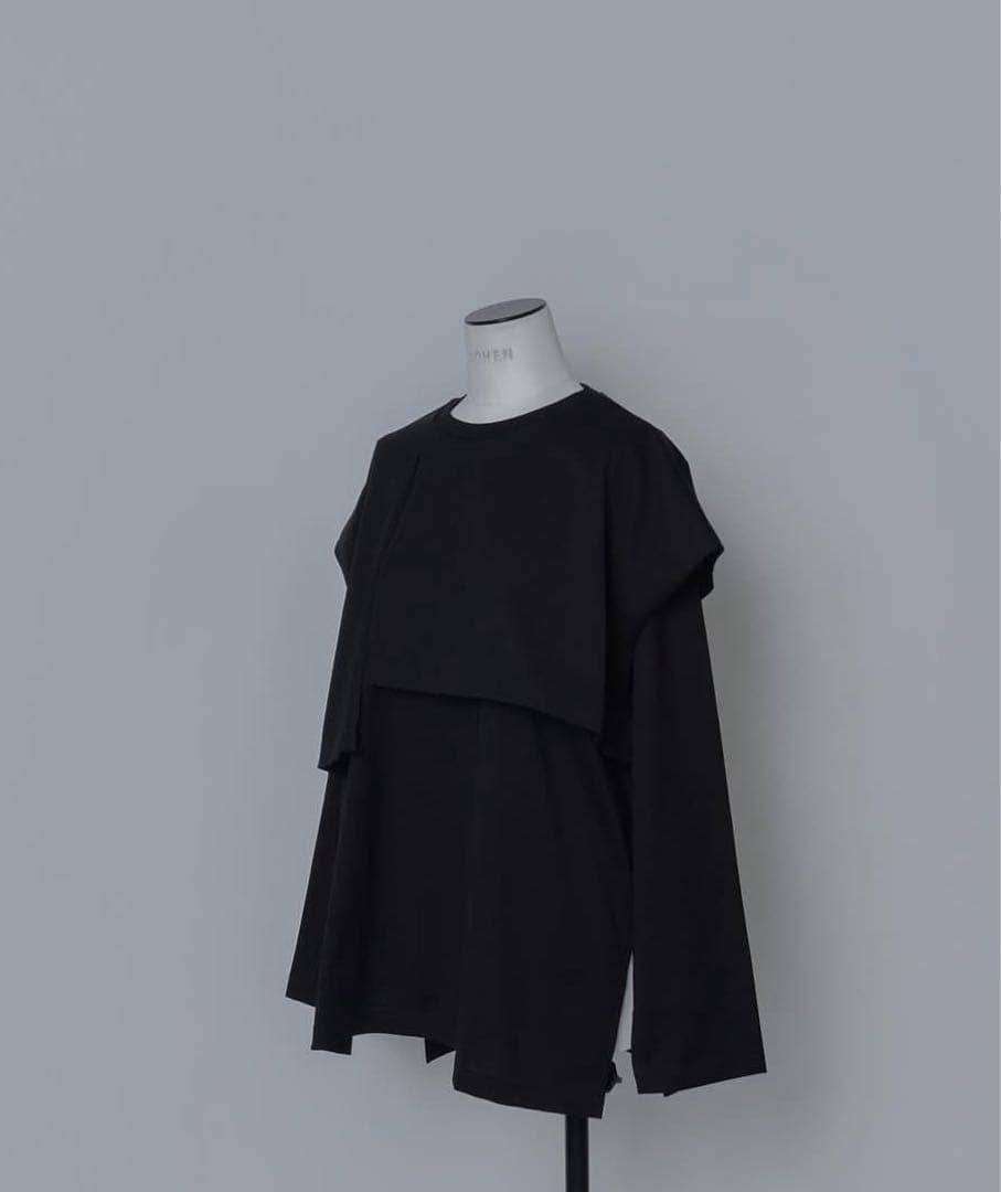 ローヘンlohen layered shirt T-shirt BLACK