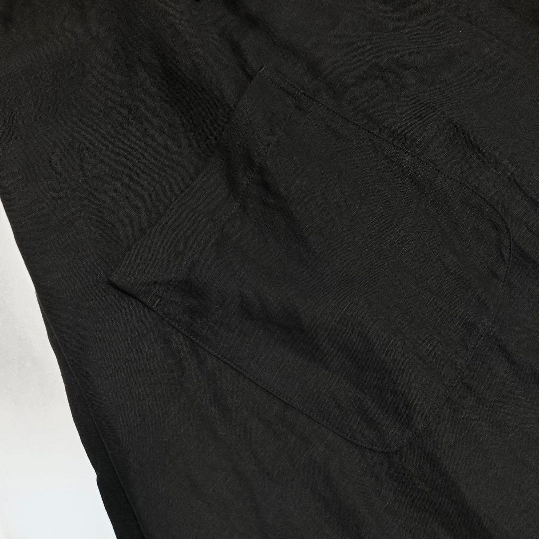 Y's ワイズ 21SS リネン レース ショルダードレス 黒1