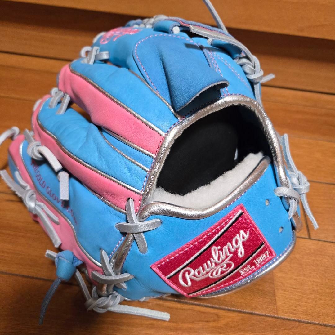 品薄商品！Rawlings 軟式グローブ サックス/ピンク右投げ用