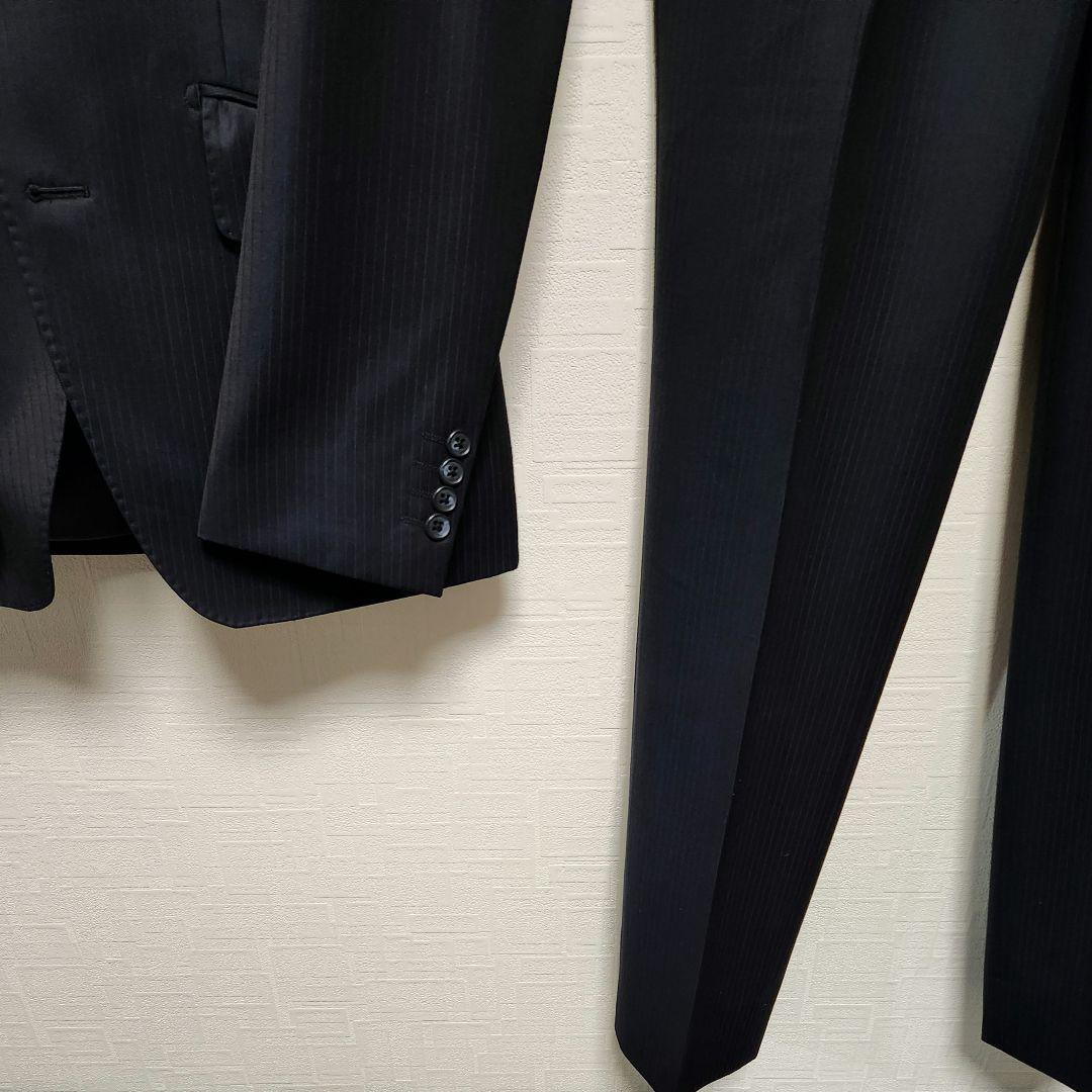 レダ　×　グローバルスタイル　メンズ　スーツ　スリーピース　濃紺　ストライプ
