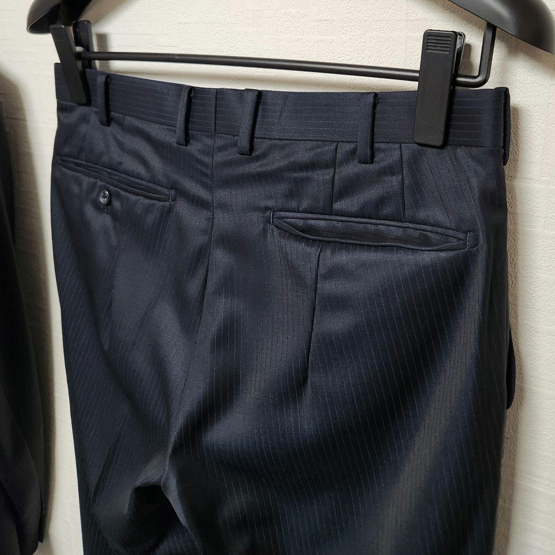 レダ　×　グローバルスタイル　メンズ　スーツ　スリーピース　濃紺　ストライプ