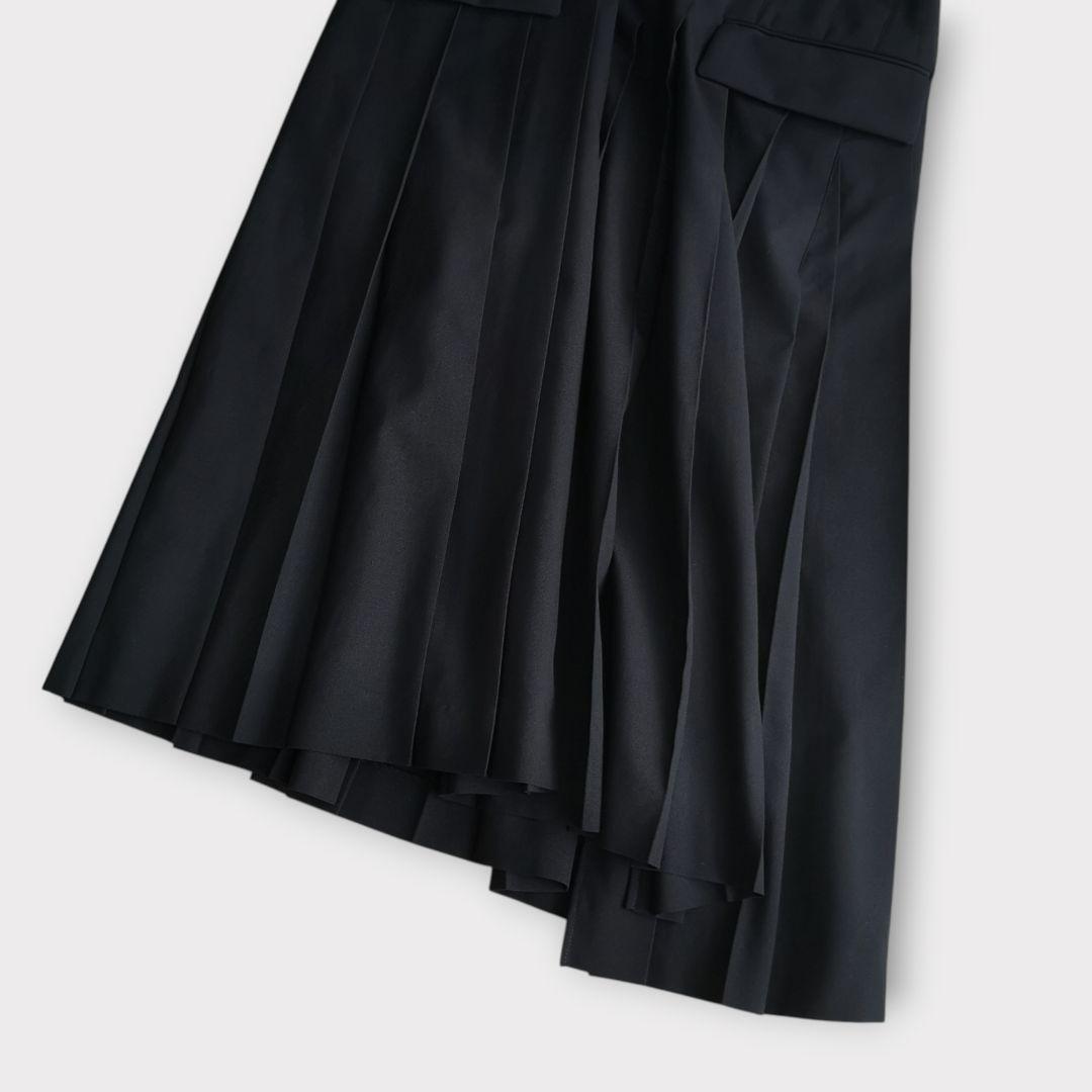 美品 sacai スーチング ミディドレス プリーツ 異素材 Ｓ