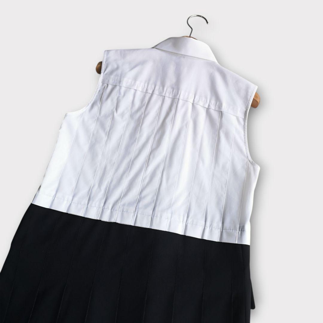 美品 sacai スーチング ミディドレス プリーツ 異素材 Ｓ