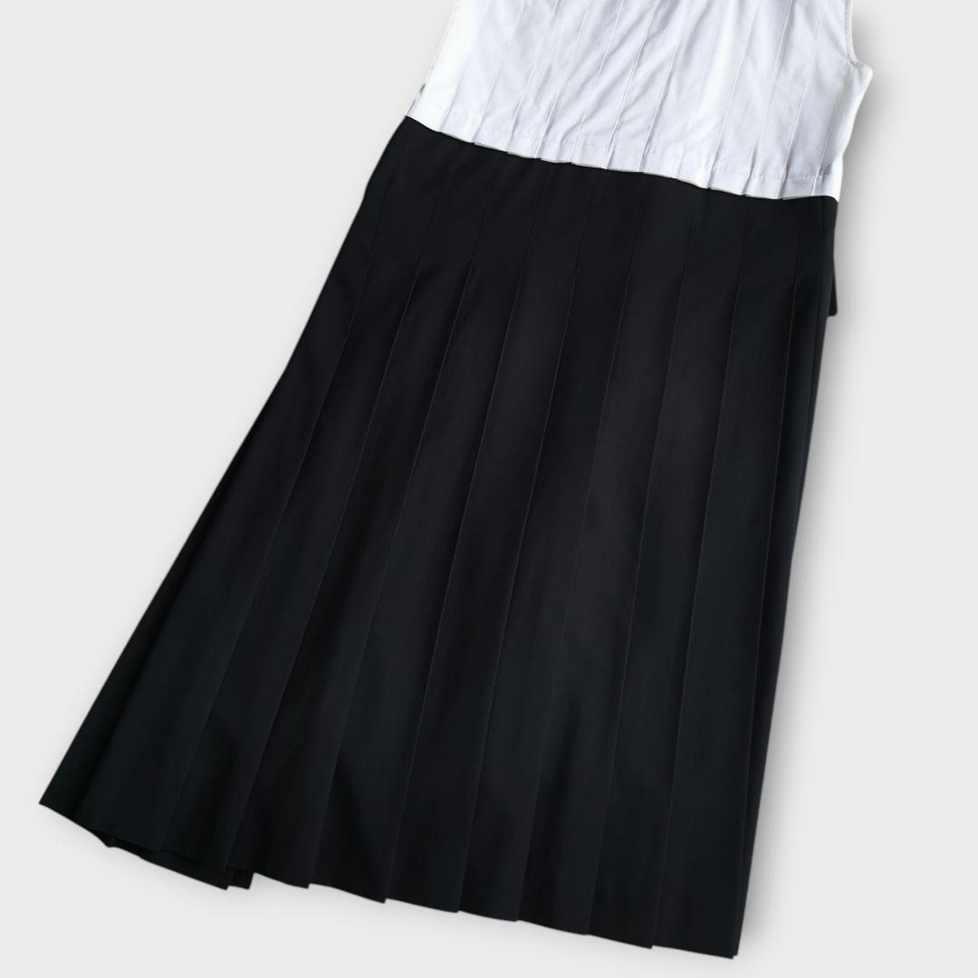 美品 sacai スーチング ミディドレス プリーツ 異素材 Ｓ