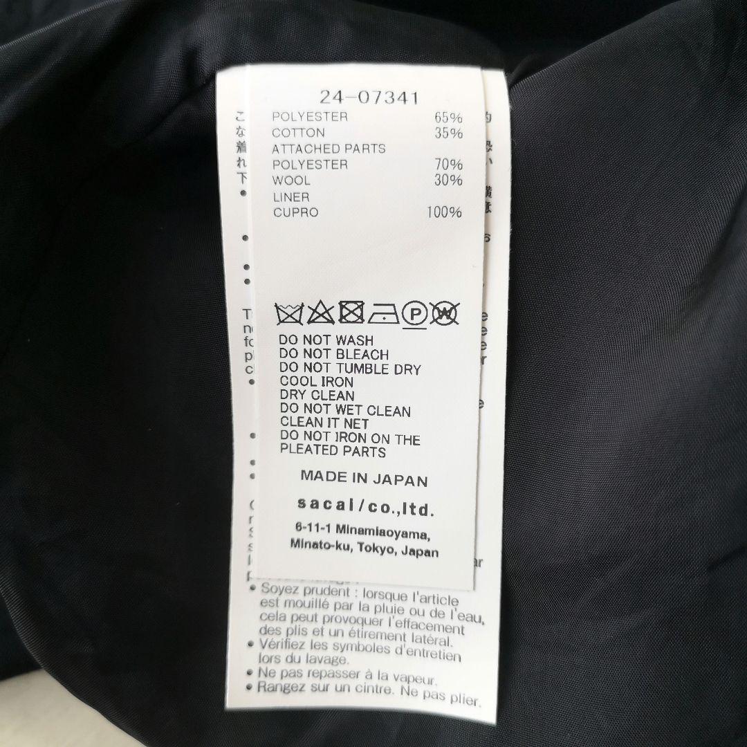 美品 sacai スーチング ミディドレス プリーツ 異素材 Ｓ