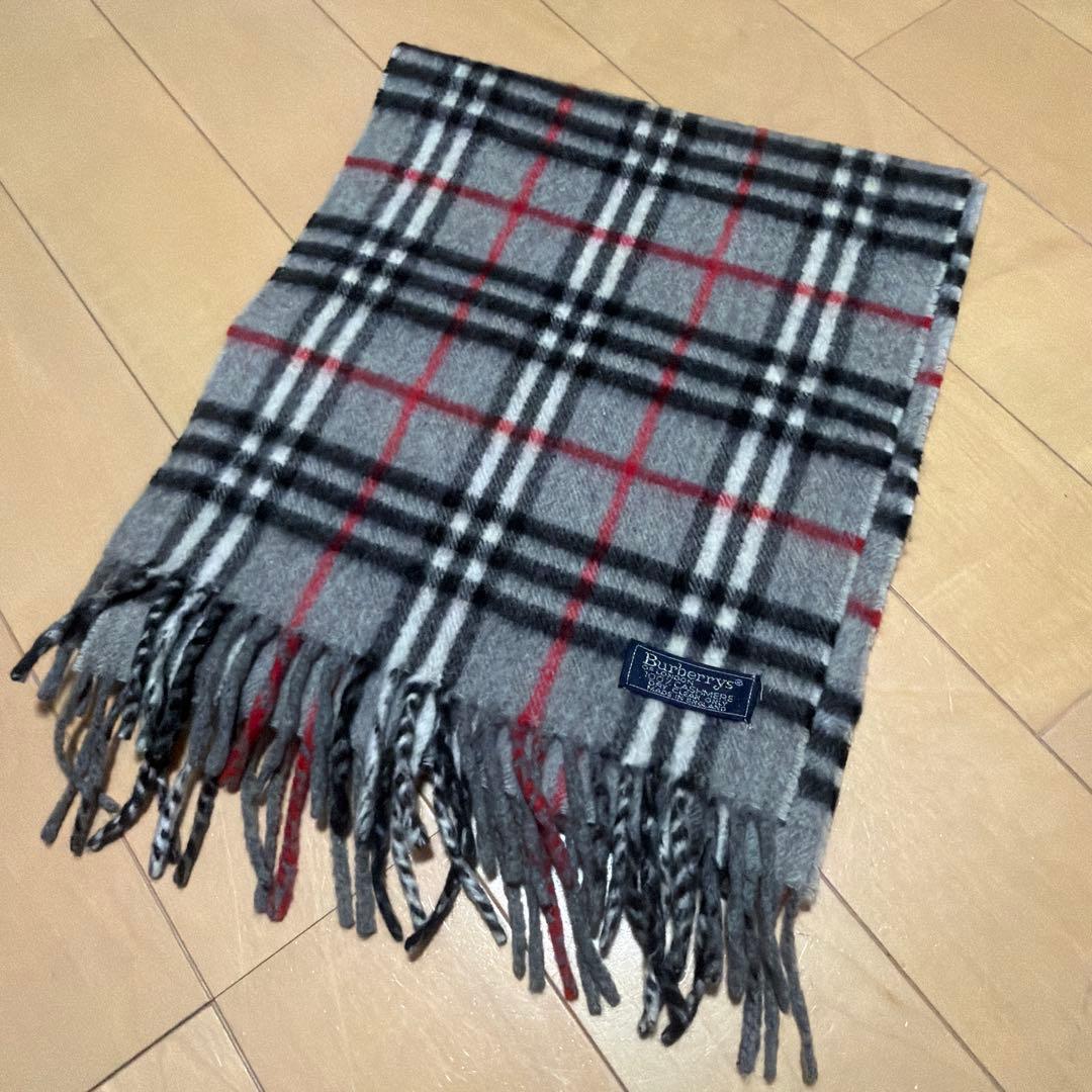 BURBERRY バーバリー マフラー カシミヤ100 ノバチェック グレー
