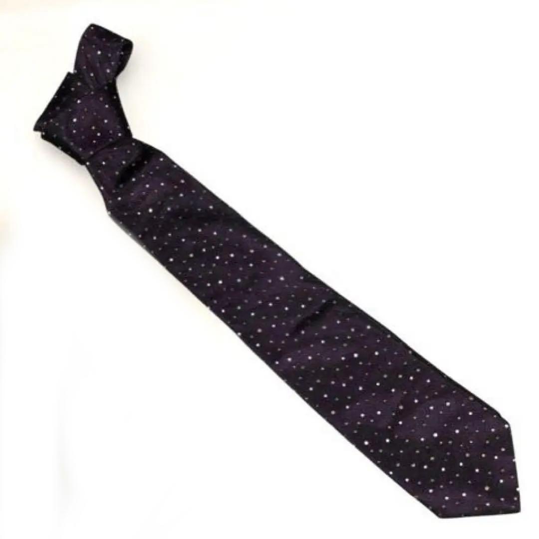 【 ポール・スミスコレクション】ドット柄　刺繍　ロゴ　紫　シルク　伊　ネクタイ
