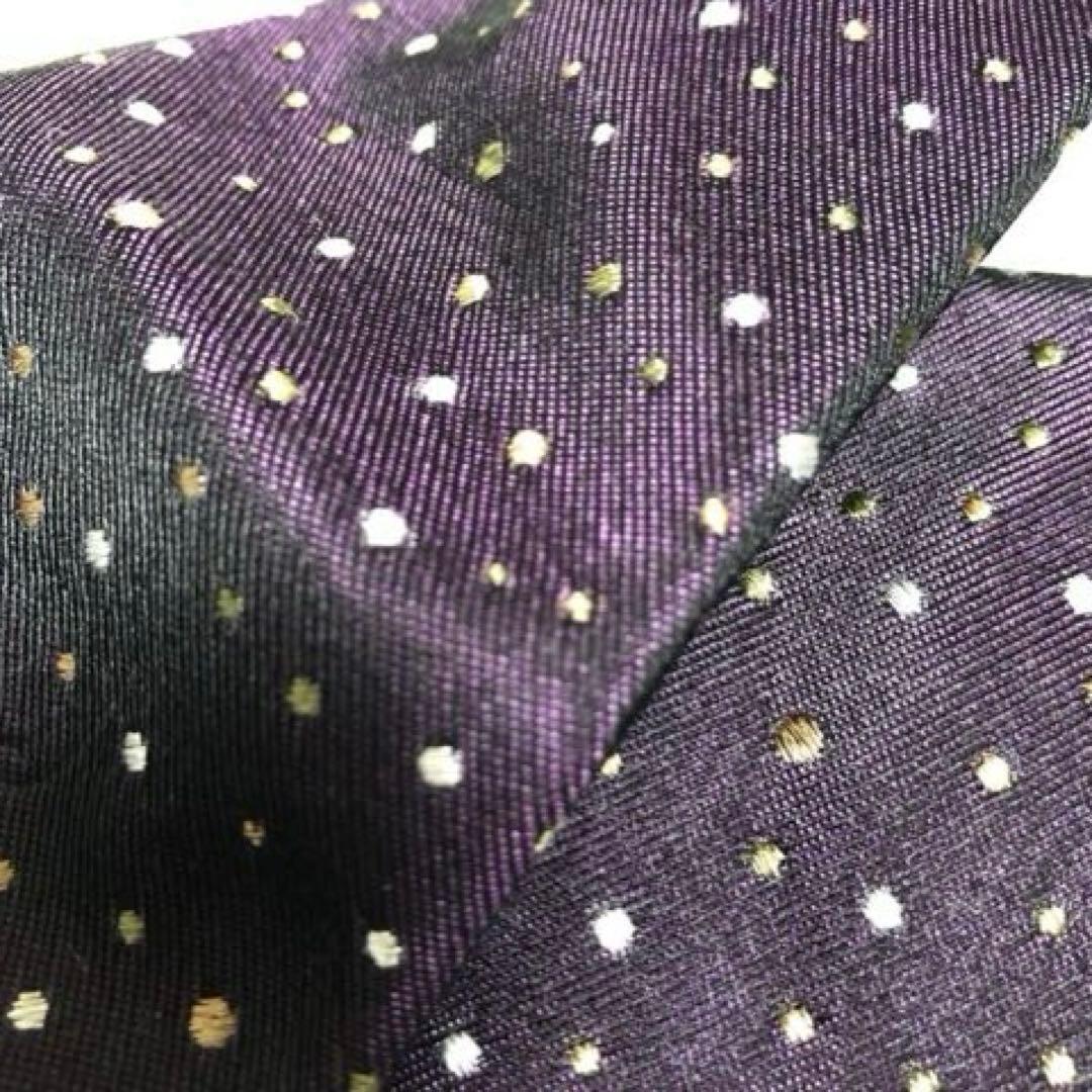 【 ポール・スミスコレクション】ドット柄　刺繍　ロゴ　紫　シルク　伊　ネクタイ