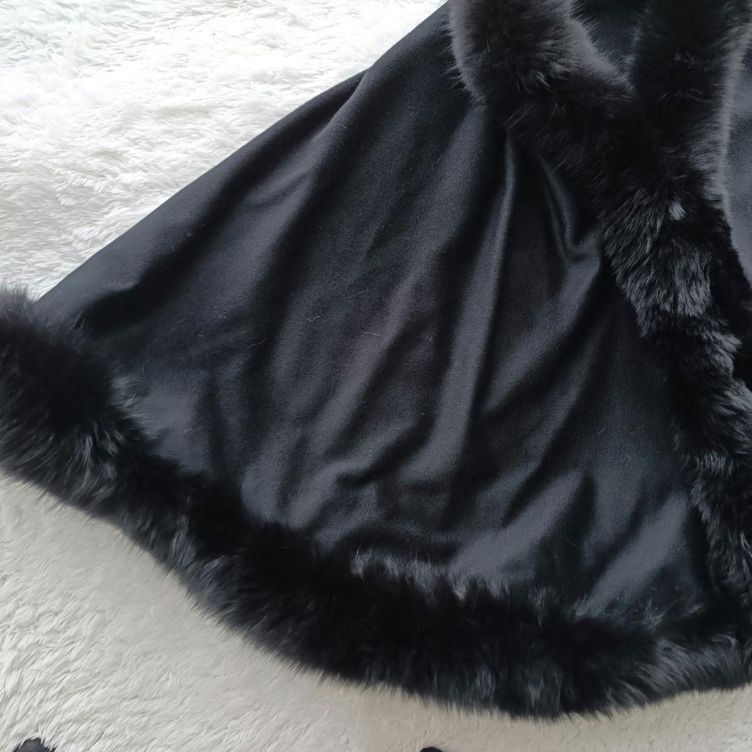 極美品 ツカキ ポンチョ カシミヤ100% ケープ 黒 フォックスファー 日本製