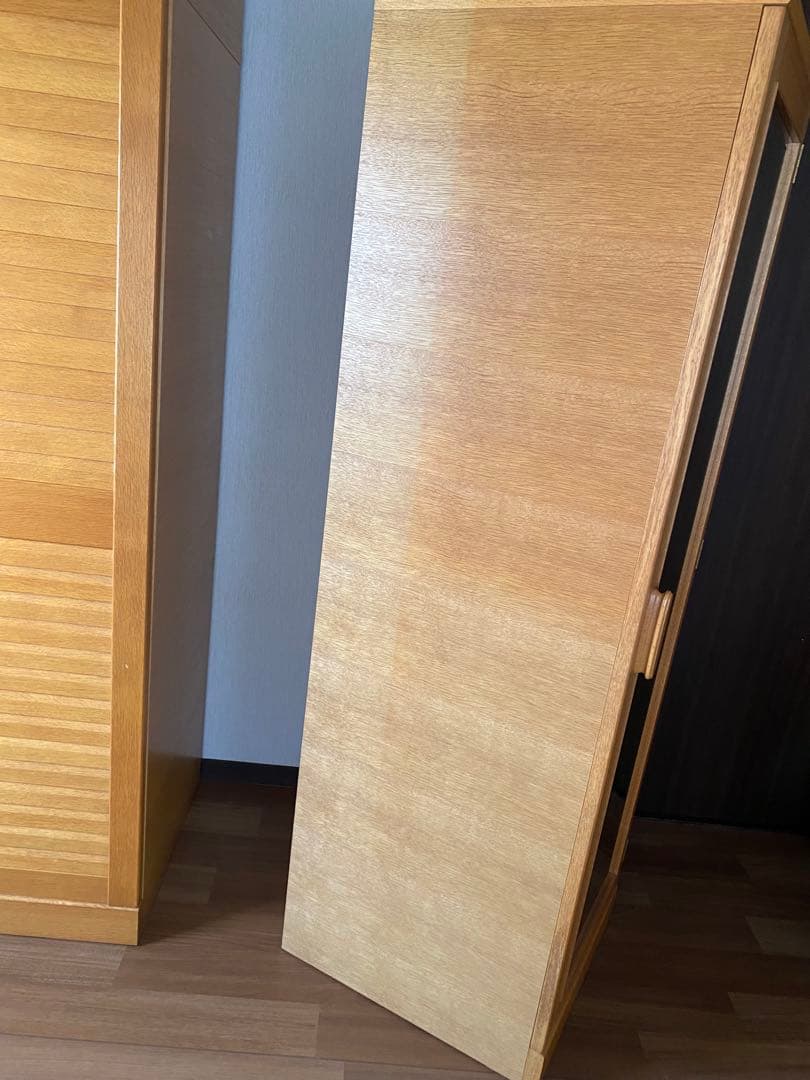 ミラー付き木製ワードローブ収納 クローゼット 洋服箪笥 ハンガーラック 洋服収納