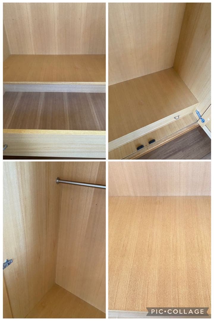 ミラー付き木製ワードローブ収納 クローゼット 洋服箪笥 ハンガーラック 洋服収納