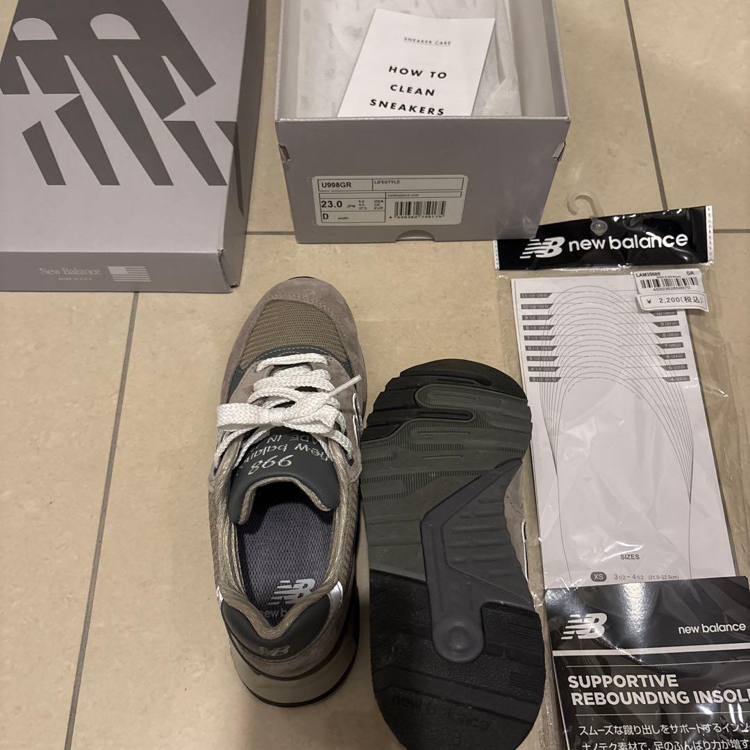 靴 New Balance 998 Gray 23