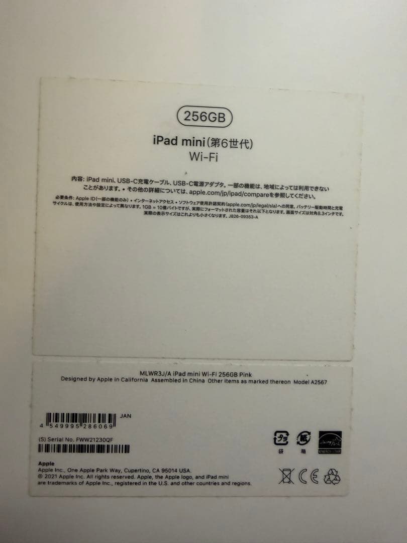 iPad本体 ipad mini 6 256gb