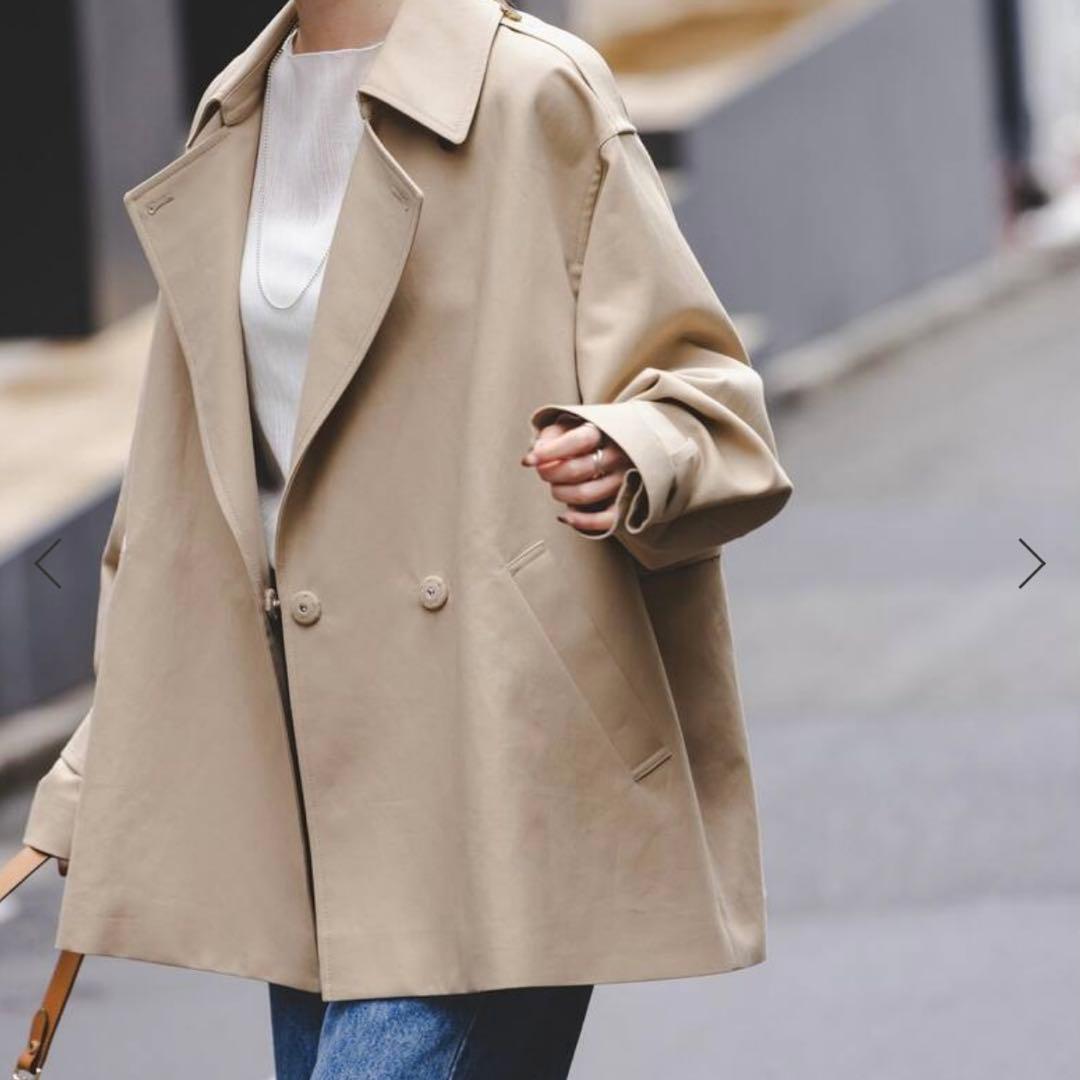 NOBLE コットンダブルクロスハーフコート ベージュ 36サイズ