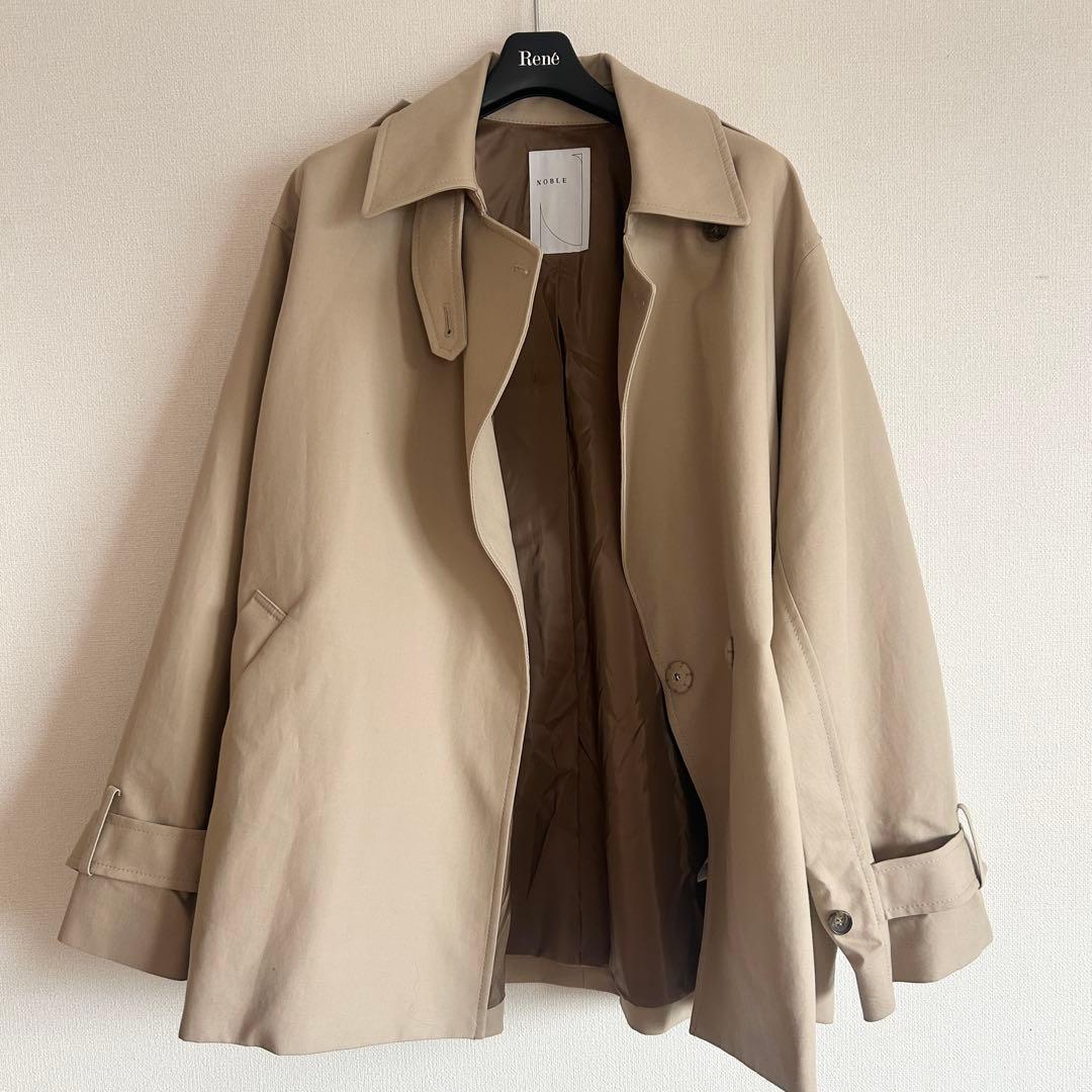 NOBLE コットンダブルクロスハーフコート ベージュ 36サイズ