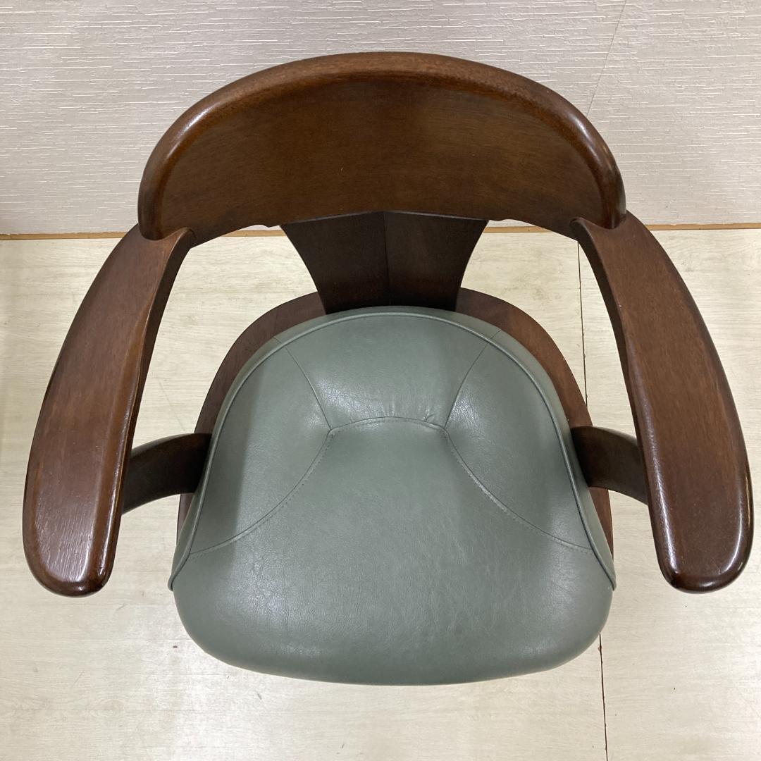 ナガノインテリア　回転式　アームチェア 　ダイニングチェア　椅子　２脚セット