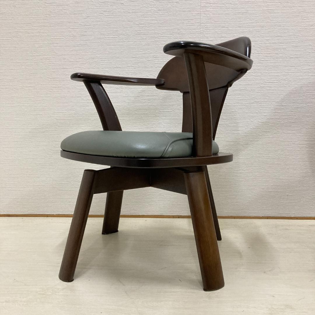 ナガノインテリア　回転式　アームチェア 　ダイニングチェア　椅子　２脚セット