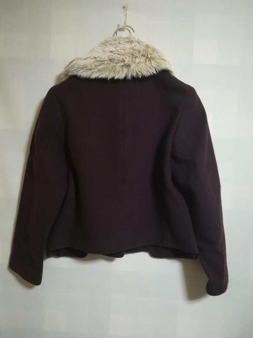 Jane Marple ラムメルトンファーカラーケープコート ウール サイズM